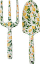 Kinzo Gartenwerkzeug-Set 2-teilig – Gartenwerkzeug-Set mit Pflanzschaufel und Handgabel – Gartenschaufel und Handgabel Garten aus Stahl – dekorative Gartengeräte mit Blumenmotiv