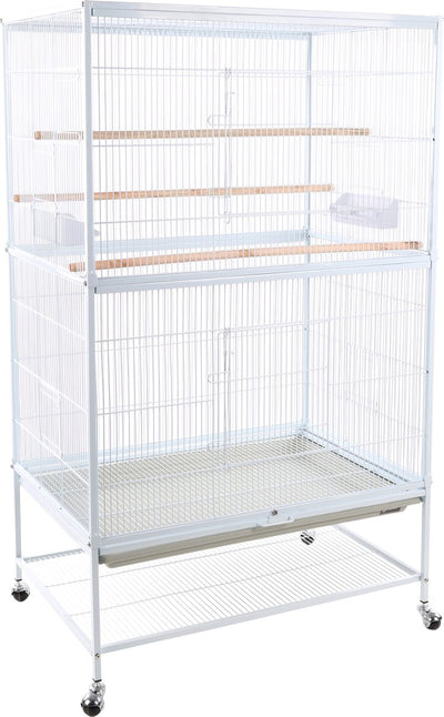 Flamingovoliere Sumba Weiß – Außenvoliere Innen – Voliere Aluminium – 79x52x134 cm – Voliere