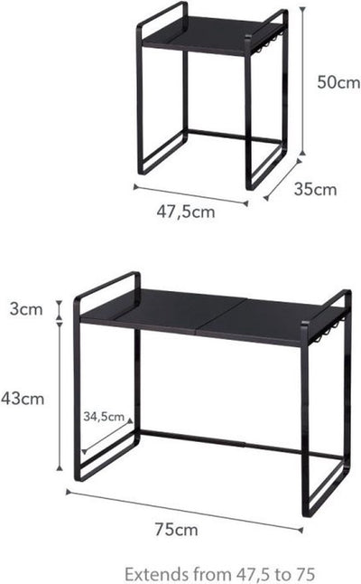 Yamazaki Arbeitsplatten-Organizer ausziehbar – Turm – Schwarz