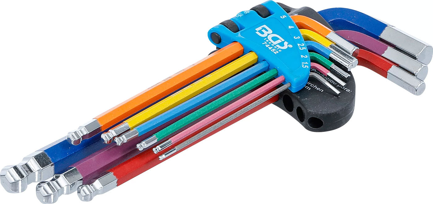 BGS Technic Innensechskantschlüsselsatz extra lang mit Kugelkopf 1,5 - 10 mm 9-tlg.