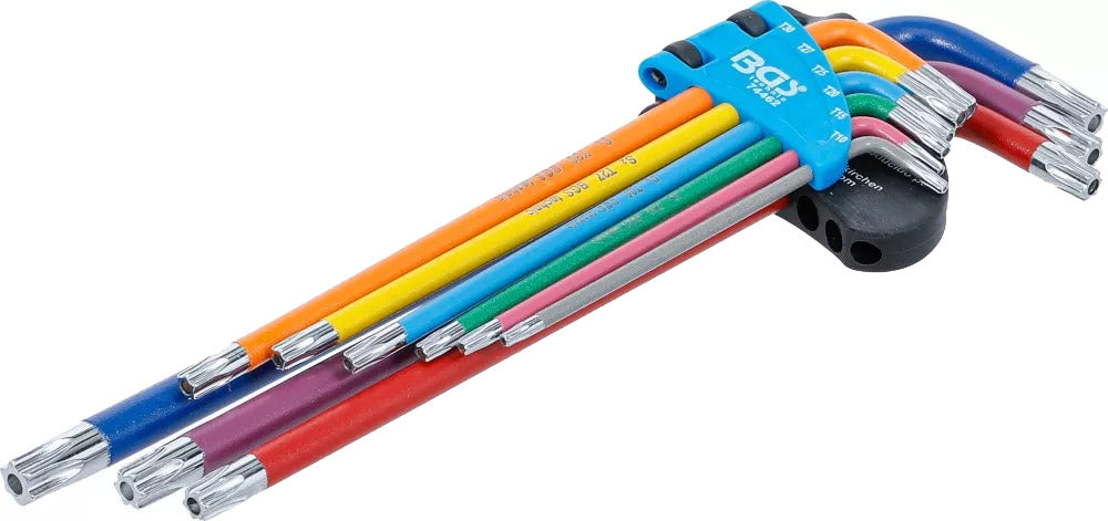 BGS Technic Sechskantschlüsselsatz extra lang für Torx mit Loch, 9-teiliger Satz