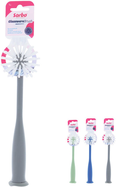 Sorbo Glasspülbürste - speziell für Gläser - sortiert - mit Saugnapf - 1 Stück