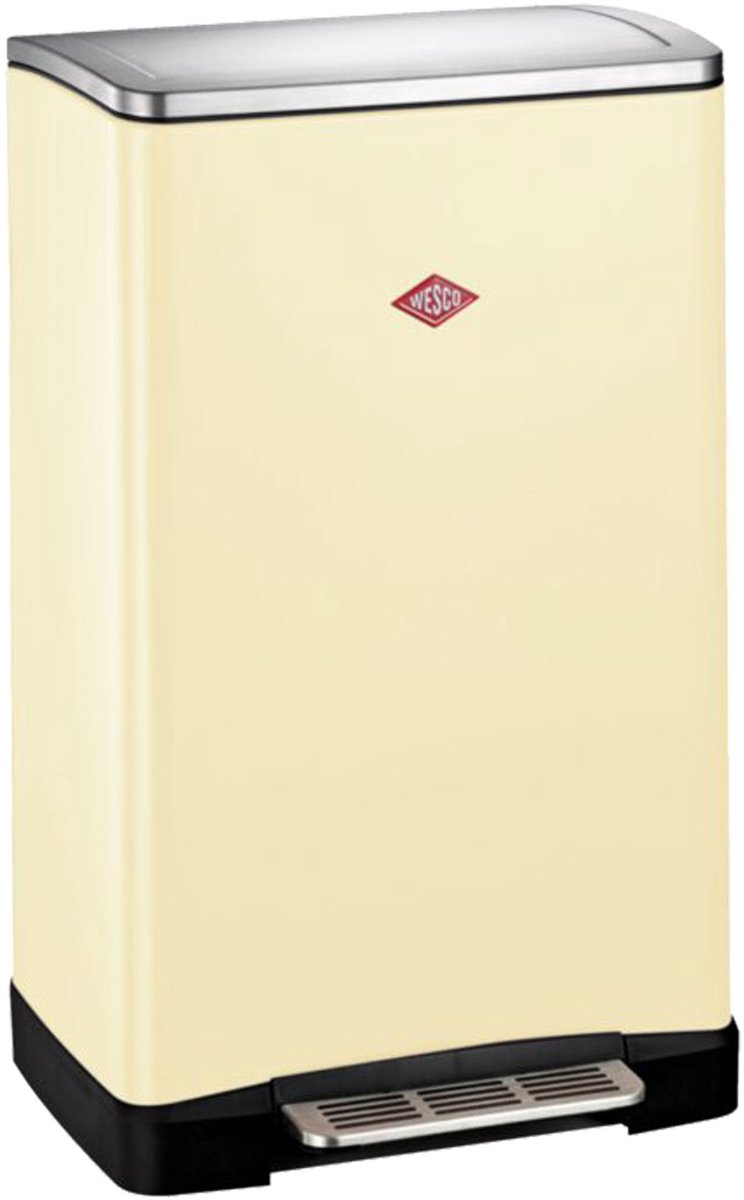 Wesco Big Double Boy Mülltrenner | 36 Liter | Duo Treteimer (2x18 Liter) | Metall - Mandel | Müll