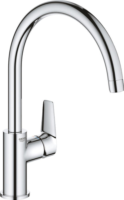 Grohe Bauedge Küchenarmatur – hoher Auslauf – 360° Schwenkbereich – Chrom