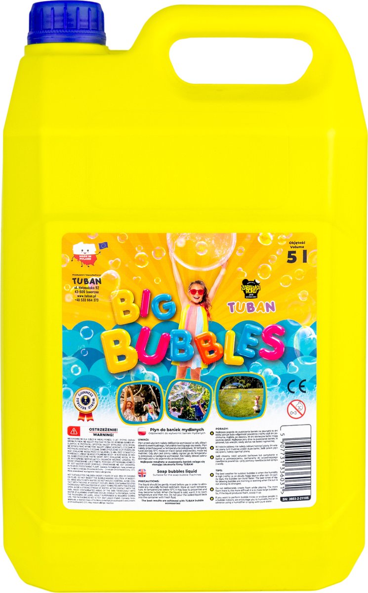 Tuban Seifenblasenflüssigkeit – große Blasen – 5-Liter-Nachfüllung.