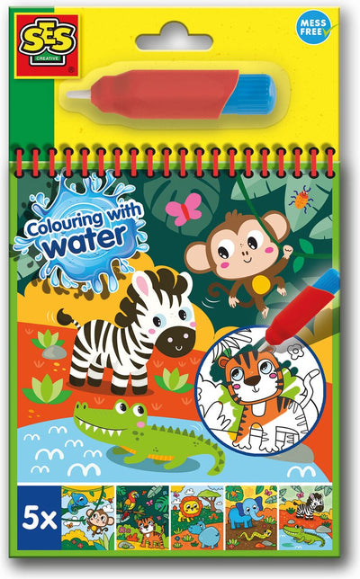 Ses creative – Malbuch Safari mit Wasserfarbe – mit wiederverwendbarem Wassermarker – Malen ohne Chaos – wiederverwendbare Malseiten
