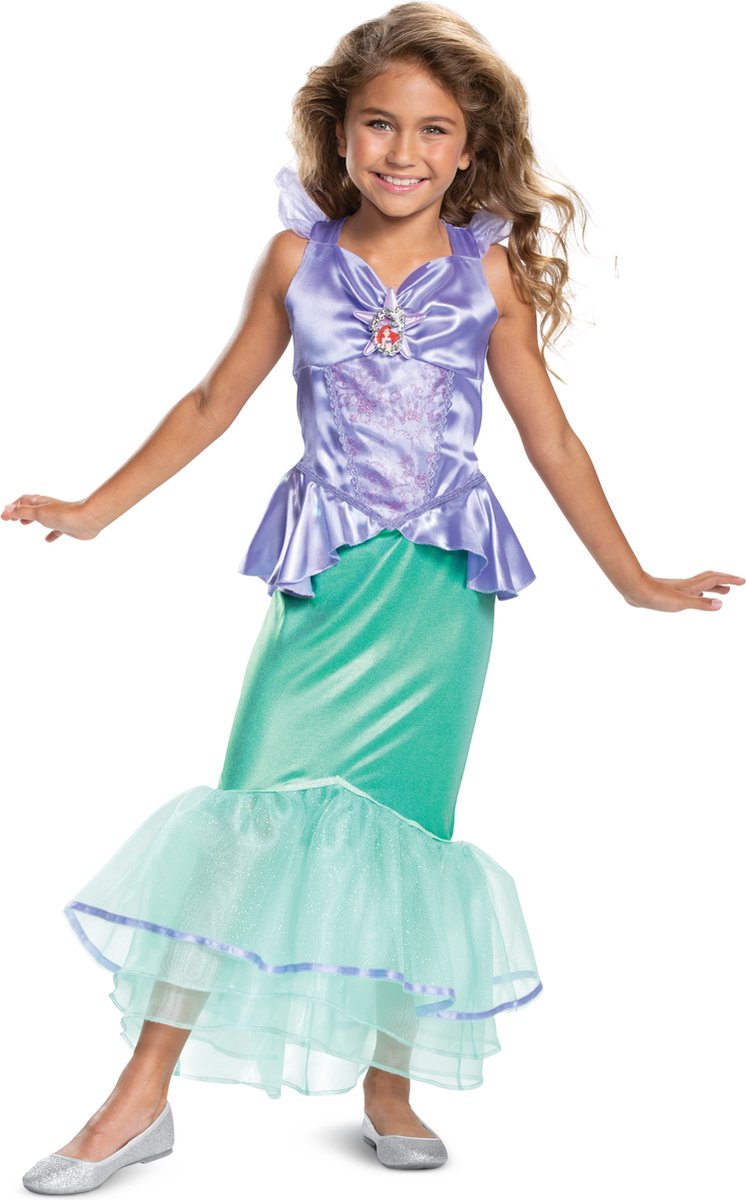 Verkleidung Disney Prinzessin – Die kleine Meerjungfrau, Ariel Kleid Deluxe, Größe S (5 – 6 Jahre), Mädchen