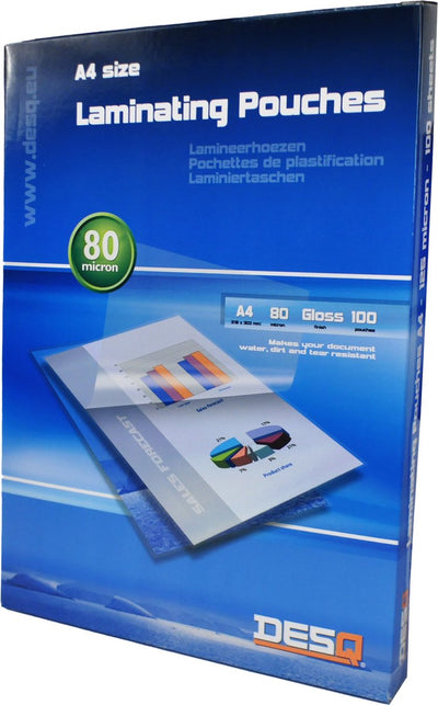 Desq ® Laminierbeutel | a4 | 80 Mikrometer | glänzend | 100 Stück |216 x 303 mm | Prämie | 71141