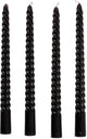 Arti casa gedrehte Tafelkerzen 4er-Set – Tafelkerzen ø2 x 25 cm – schwarze Kerzen mit gedrehtem Design – Brenndauer ca. 5 Stunden – für Kerzenleuchter geeignet