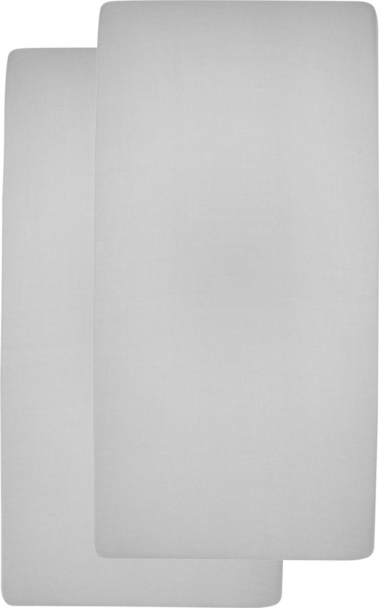 Meyco Baby Uni Spannbettlaken für Kinderbett – 2er-Pack – hellgrau – 40 x 80 x 90 cm