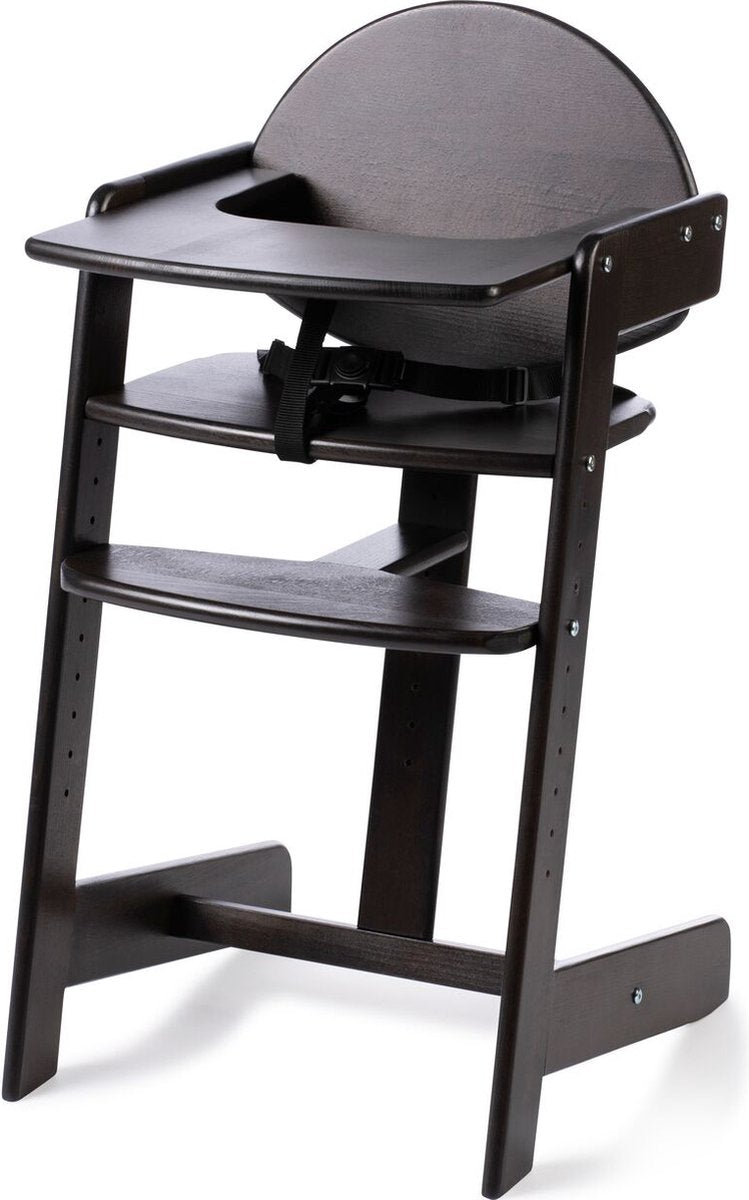 Geuther Filou Holzhochstuhl, Hochstuhl – Baby-Esszimmerstuhl für den Tisch – Hochstuhl für Kleinkinder – 3-Punkt-Gurte – hoher Babystuhl – Schwarz