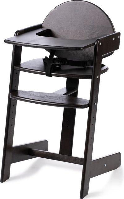 Geuther Filou Holzhochstuhl, Hochstuhl – Baby-Esszimmerstuhl für den Tisch – Hochstuhl für Kleinkinder – 3-Punkt-Gurte – hoher Babystuhl – Schwarz