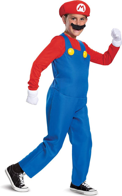 Offizielles Deluxe-Nintendo-Super-Mario-Kostüm von Disguise für Kinder, Mario-Kostüm für Jungen, Halloween-Geburtstag, Weltbuchtag, Woche, Mario Bros.-Kostüm für Kinder, mittelgroß