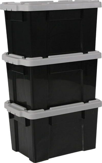 Iris Powerbox Aufbewahrungsbox – 21 l – Kunststoff – Schwarzgrau – 3er-Set