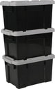 Iris Powerbox Aufbewahrungsbox – 21 l – Kunststoff – Schwarzgrau – 3er-Set