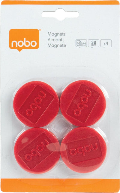 Nobo Whiteboard-Magnete – 38 mm – 4 Stück – rot