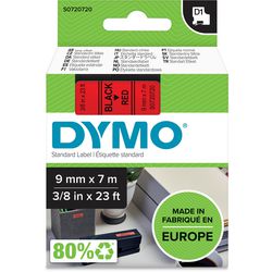 Bänder Dymo D1 Polyester 9mmx7m schwarz-rot glänzend