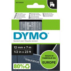 Bänder Dymo D1 Polyester 12mmx7m weiß-transparent glänzend