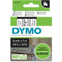 Bänder Dymo D1 Polyester 6mmx7m schwarz-transparent glänzend
