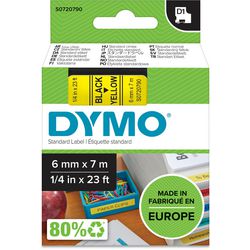 Bänder Dymo D1 Polyester 6mmx7m schwarz-gelb glänzend