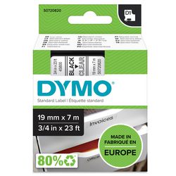 Bänder Dymo D1 Polyester 19mmx7m schwarz-transparent glänzend