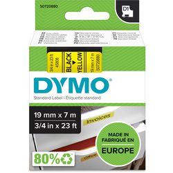 Bänder Dymo D1 Polyester 19mmx7m schwarz-gelb glänzend