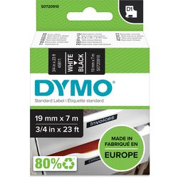 Etikettenband Dymo D1 Polyester 19mmx7m weiß-schwarz glänzend