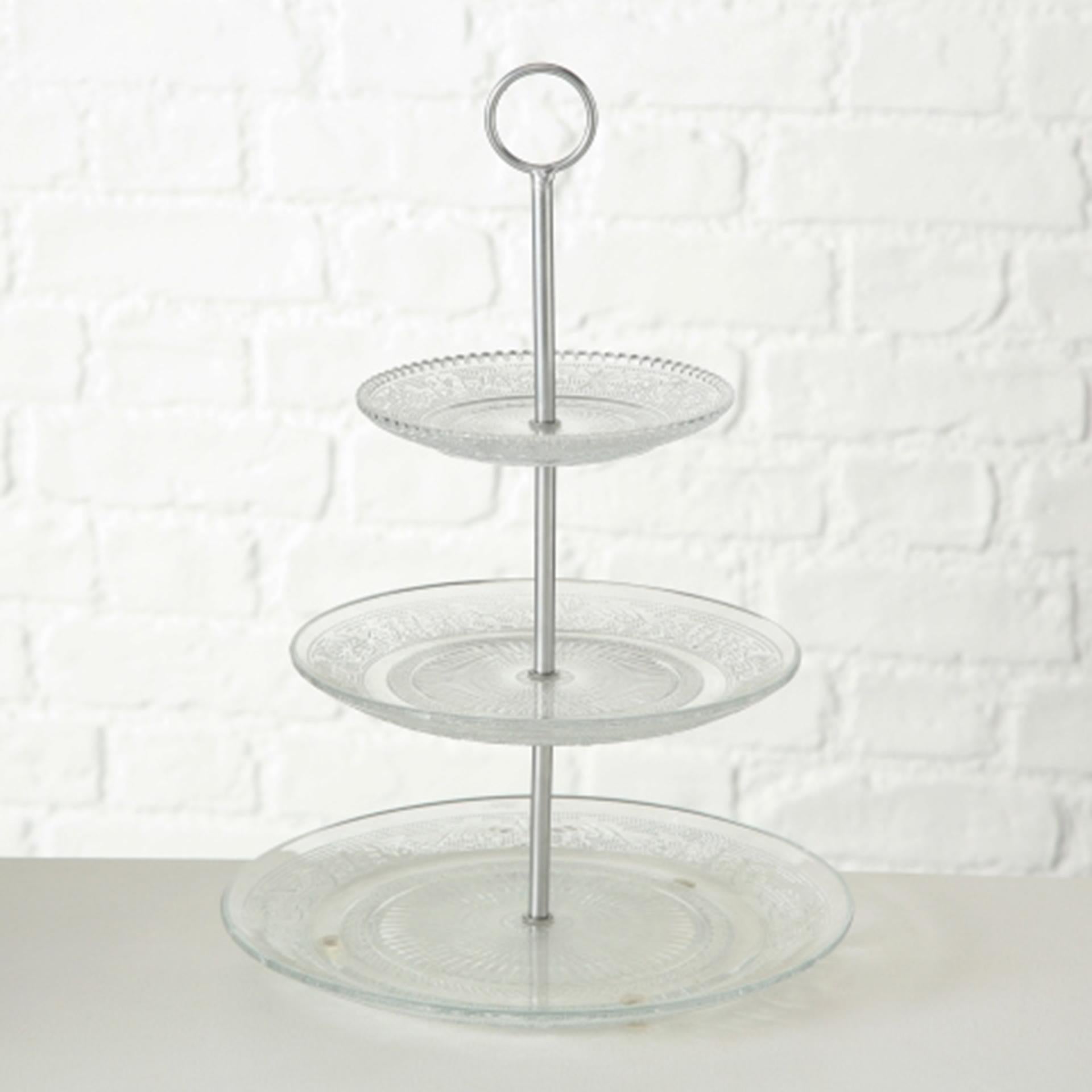 Boltze Home Etagere Relief H35cm Glas