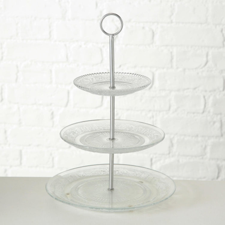 Boltze Home Etagere Relief H35cm Glas