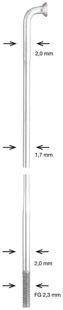 Alpina Speiche Speiche Edelstahl db 2x1,7x2mm 250mm sil.
