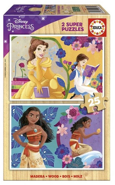 Educa Holzpuzzle Disney Prinzessin Bella und Vaiana 2x25 Teile.
