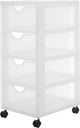 Iris Easygrip Kommode – 4 Schubladen x 11,25 l – Kunststoff – weiß transparent – mit Rollen