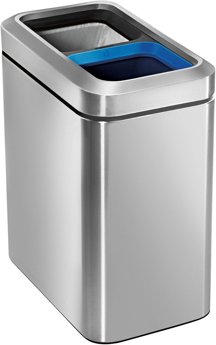Simplehuman schlanker offener Papierkorb – 20 Liter (10 10) – Silber – gebürsteter Edelstahl