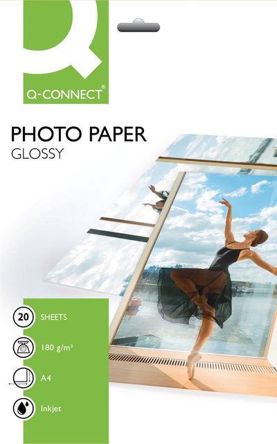 Q-Connect Fotopapier, ft A4, 180 g, Packung mit 20 Blatt