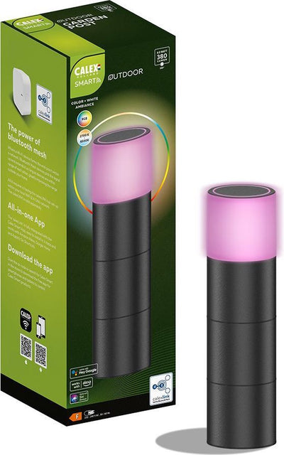Calex Smart Outdoor LED-Außenlampe – Smarter Bodenstrahler – Sockellampe RGB und warmweißes Licht – 4W – Schwarz