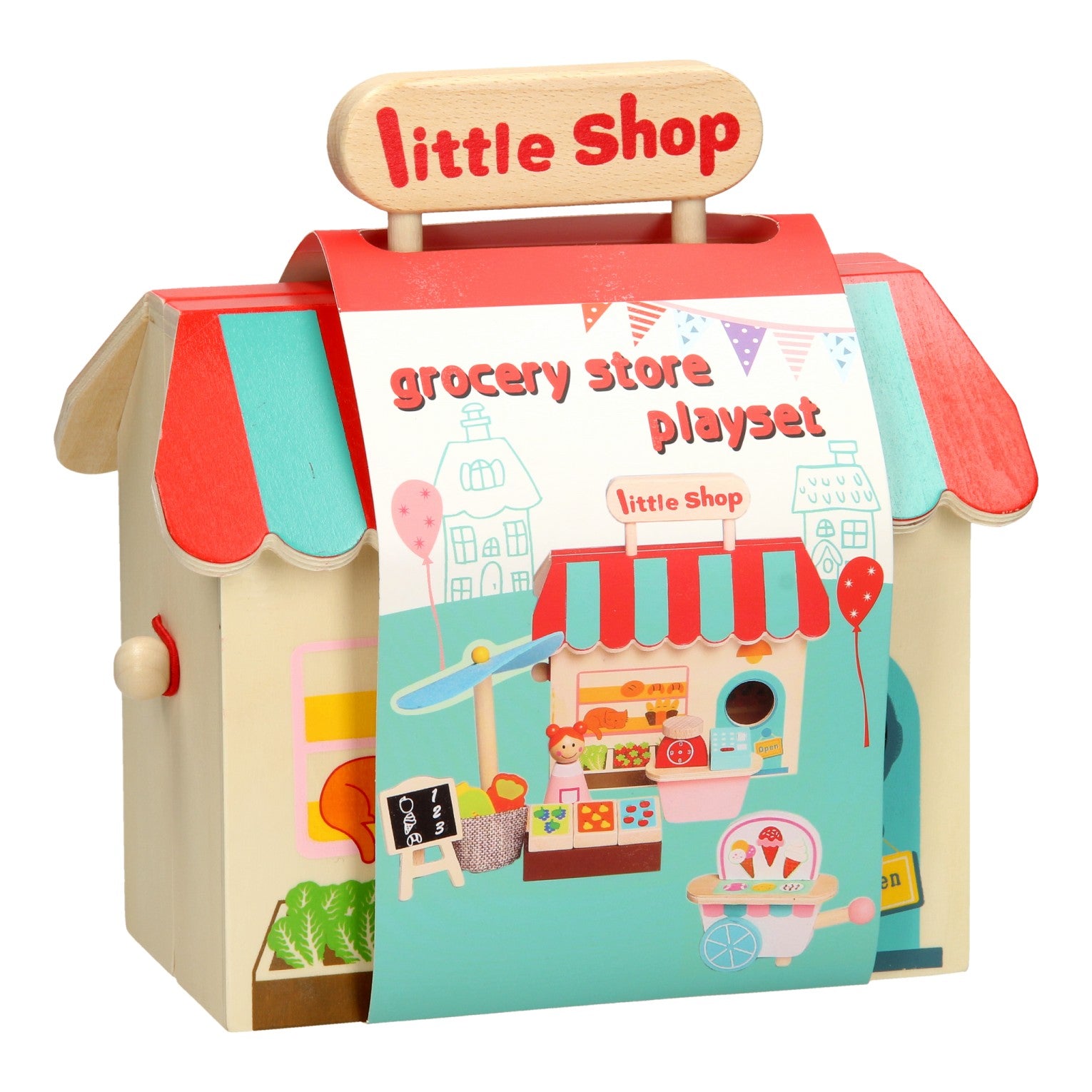 Tragbarer Supermarktspiel Set Holz