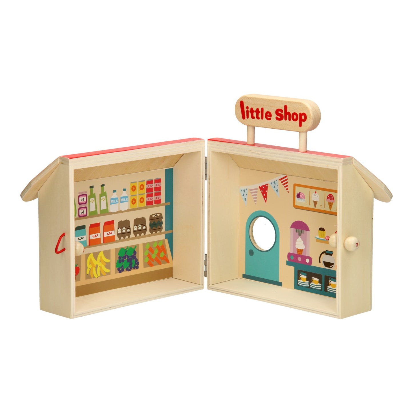 Tragbarer Supermarktspiel Set Holz