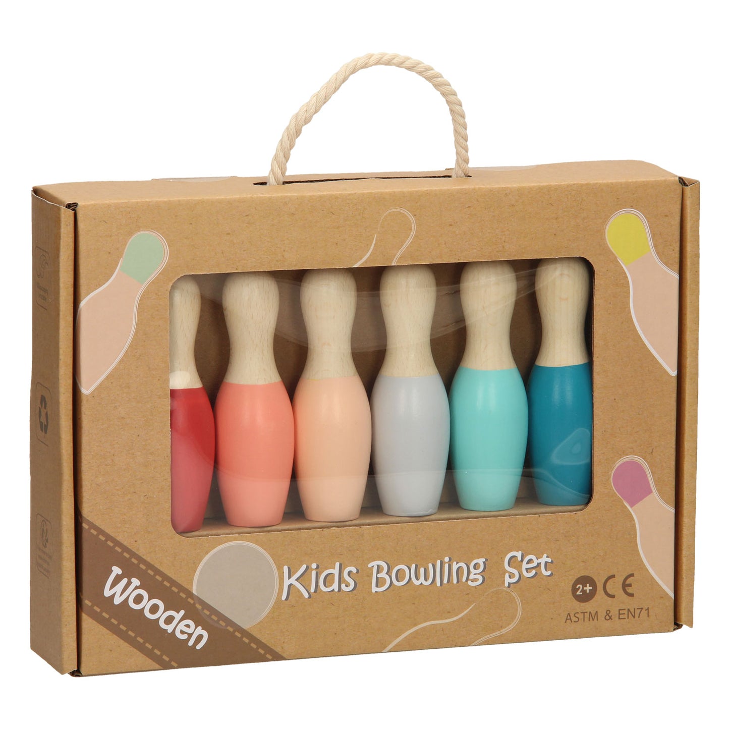 Hölzerne Kinder Bowling Set Pastell