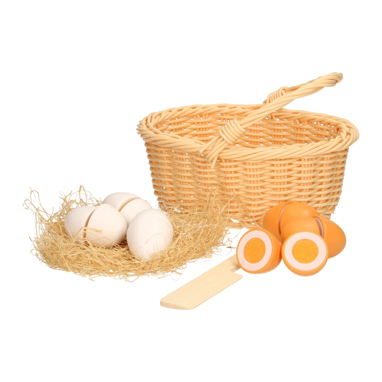 Eierholz in Plastikkorb schneiden