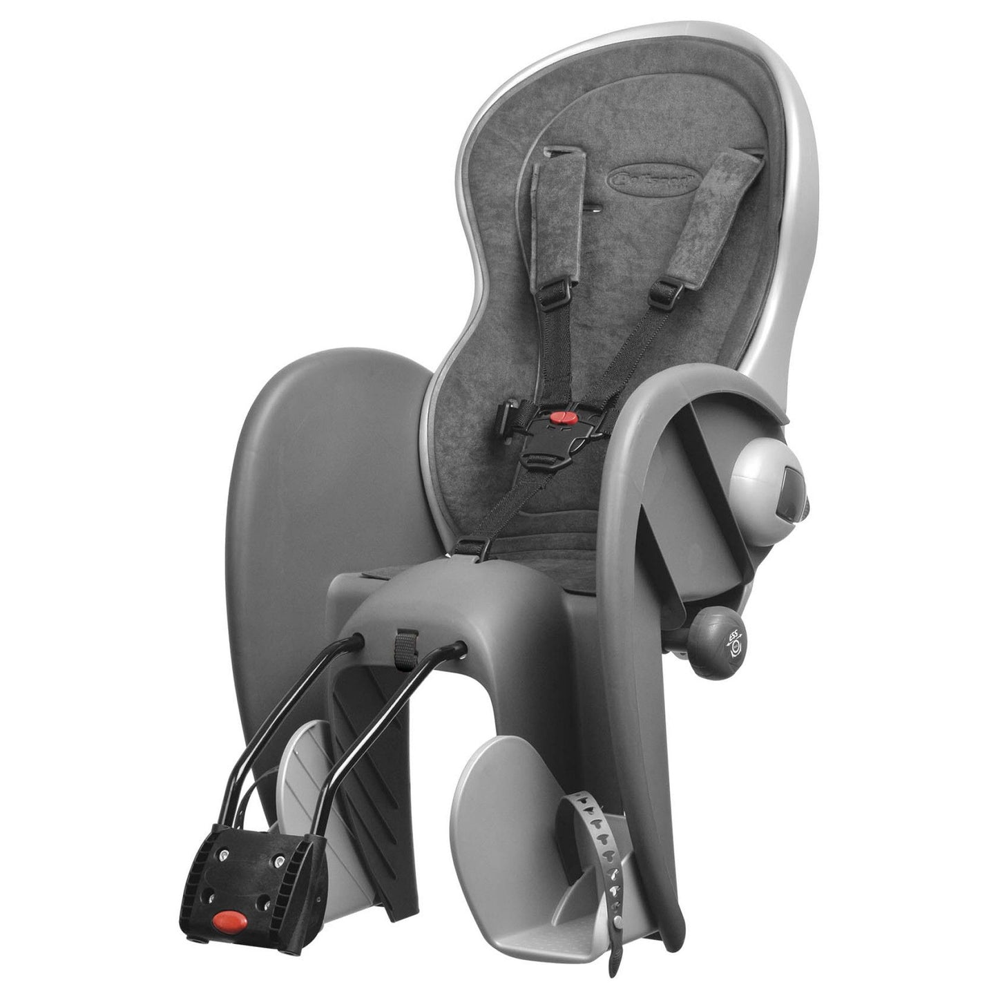 Polisport Kindersitz Wallaby-Evo DeLuxe dunkelgrau silber mit Rahmenbefestigung (FF)