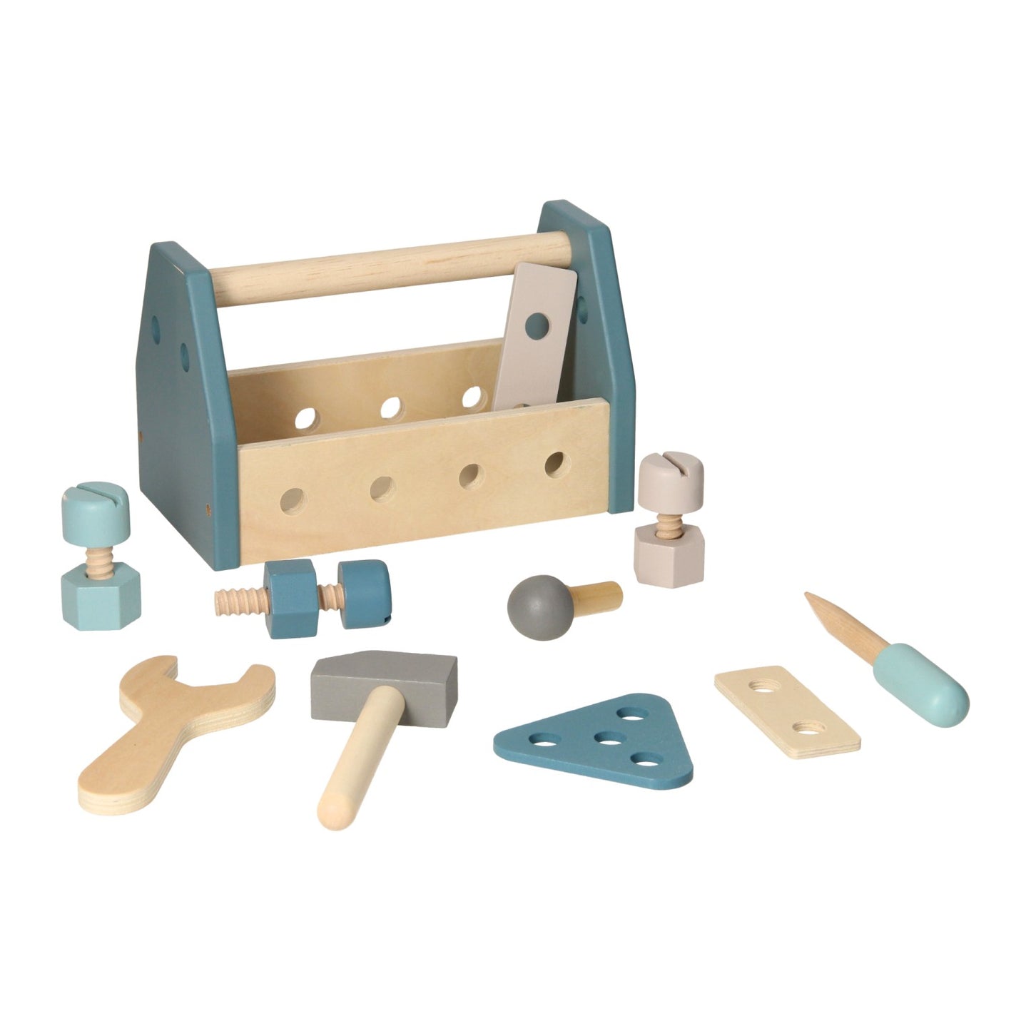 Holz Werkzeugkasten blau