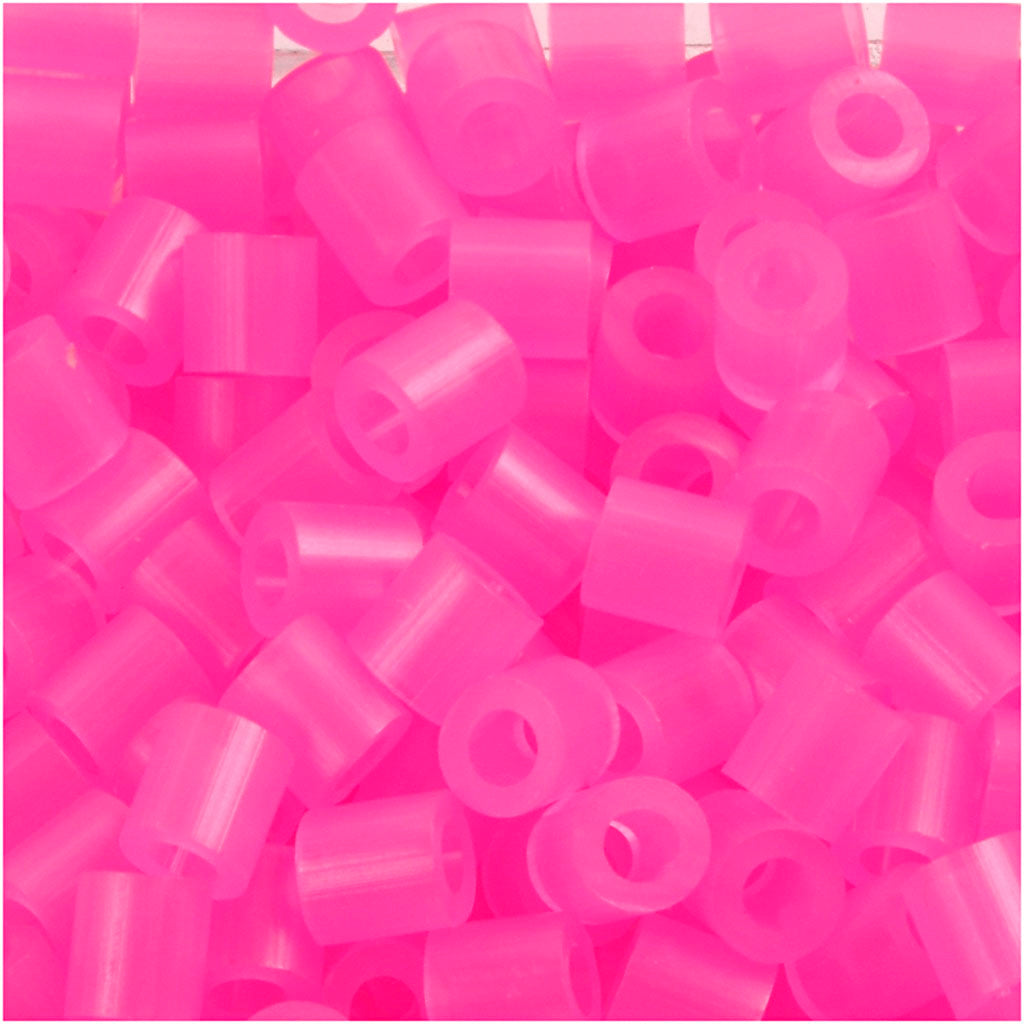 Nabbi-Perlen zum Aufbügeln, Größe 5 x 5 mm, Lochgröße 2,5 mm, mittel, rosa Neon (32257), 6000 Stück, 1 Box