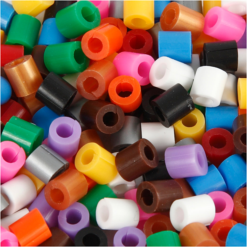 Nabbi-Bügelperlen mit offener Seite, Größe 5x5 mm, Lochgröße 2,5 mm, mittel, Standardfarben, 1100 div. 1 Box