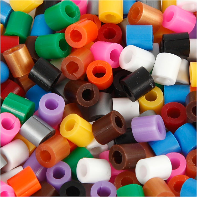 Nabbi-Bügelperlen mit offener Seite, Größe 5x5 mm, Lochgröße 2,5 mm, mittel, Standardfarben, 1100 div. 1 Box