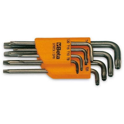Beta 8-teiliger Set von Winkelstiftschlüsselwerkzeugen mit manipulationsbeständigem TORX®-Profil (Art. 97RTX) mit Unterstützung T9-T10-T15-T20-T25 T27-T30-T40