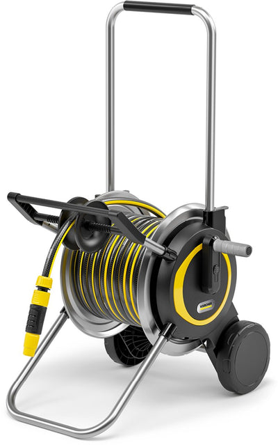 Kärcher HT 5,20 m Schlauchwagen-Set - inkl. 20 m Gartenschlauch Performance Plus - Metall - Schlauchkapazität (m) 60 (1 2 ) 50 (5 8 ) 35 (3 4 ) - kompakt und höhenverstellbar - inkl. Schlauchführung - inkl. Leistung plus Gartenschlauch