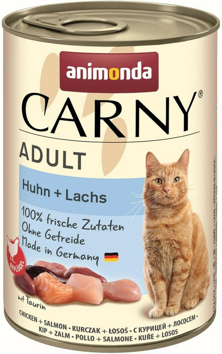 Animonda Carny Adult – Nassfutter für Katzen – Huhn Lachs – getreidefrei – 1 x 400 g