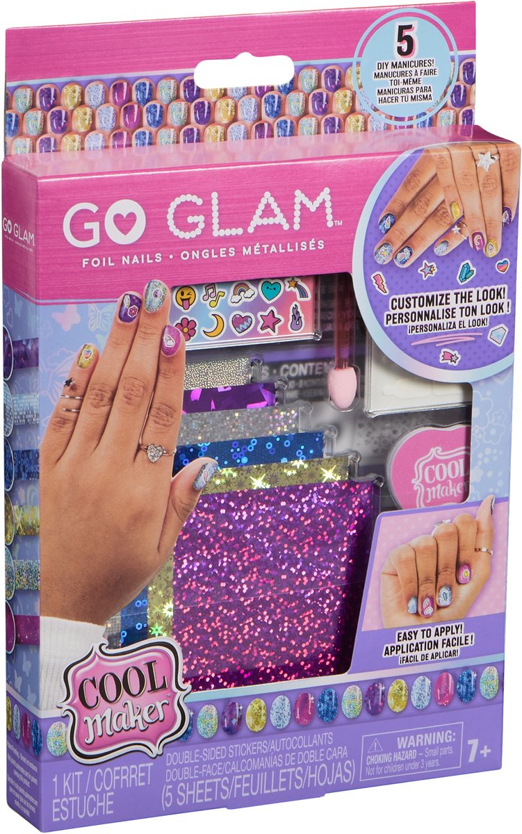 Cool Maker Go Glam Folien-Nagelset mit 6 Bögen Glitzerfolie und Nagelaufklebern für 5 DIY-Maniküre-Bastelspielzeuge