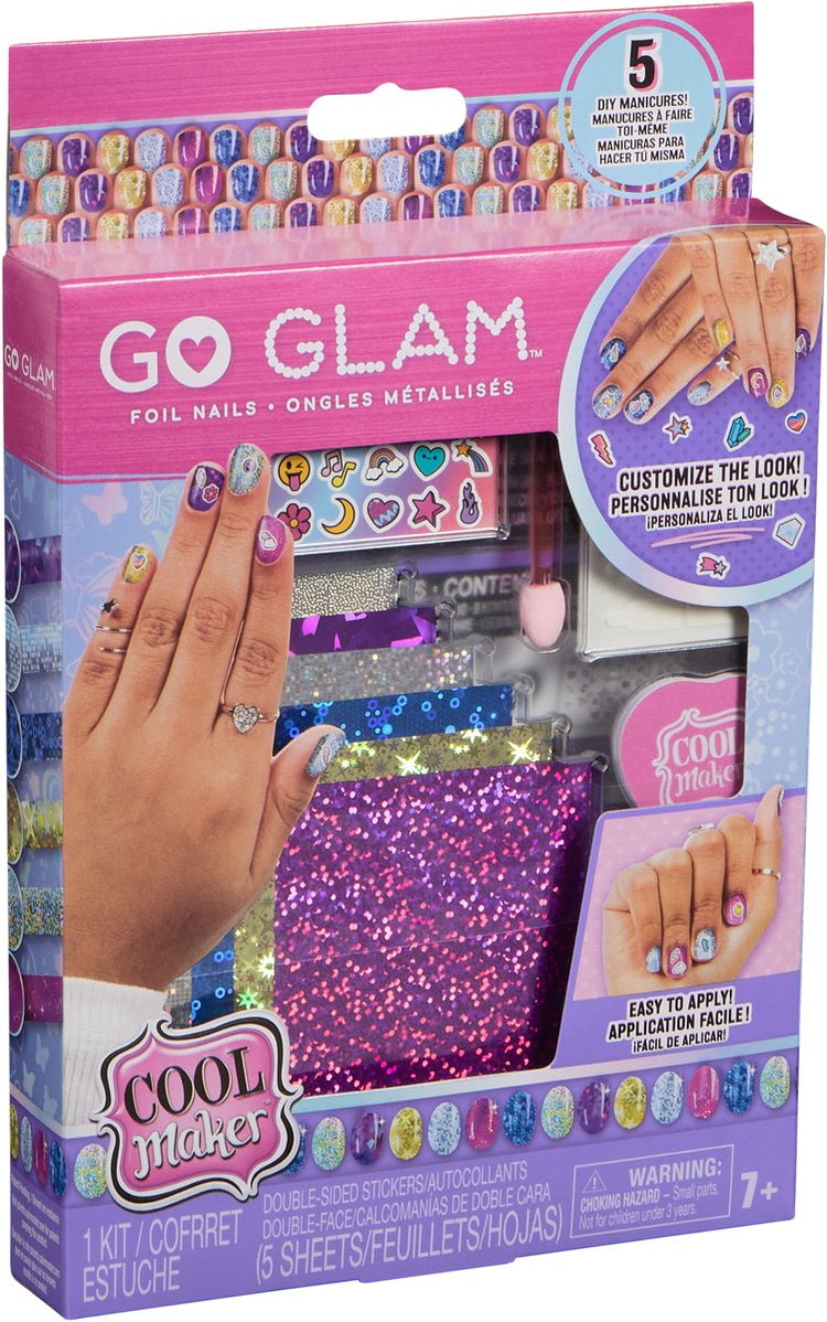 Cool Maker Go Glam Folien-Nagelset mit 6 Bögen Glitzerfolie und Nagelaufklebern für 5 DIY-Maniküre-Bastelspielzeuge