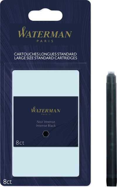 Waterman – Füllfederhalter-Tintenpatronen | lange internationale | intensives Schwarz | 8 Tintenpatronen